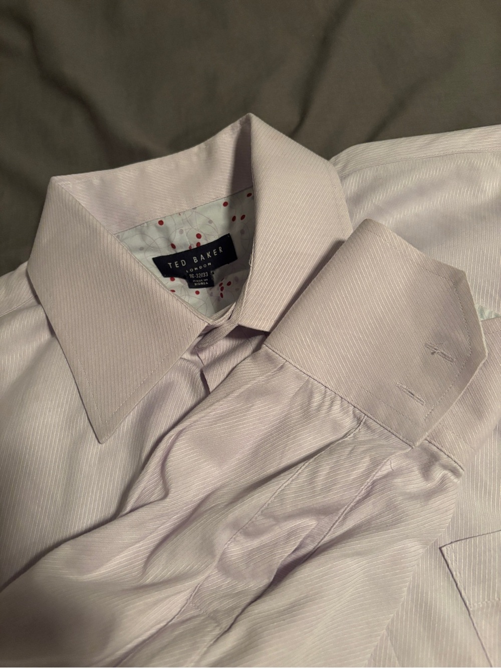 Ted Baker men’s 16 32/33 Solid Cotton Purple Dress Shirt Point Collar